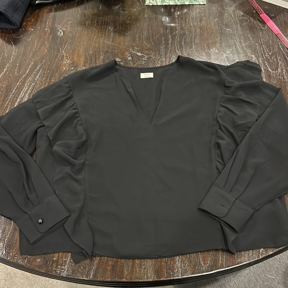 Wilfred black ruffle blouse with sheer sleeves - Picture 3 of 6